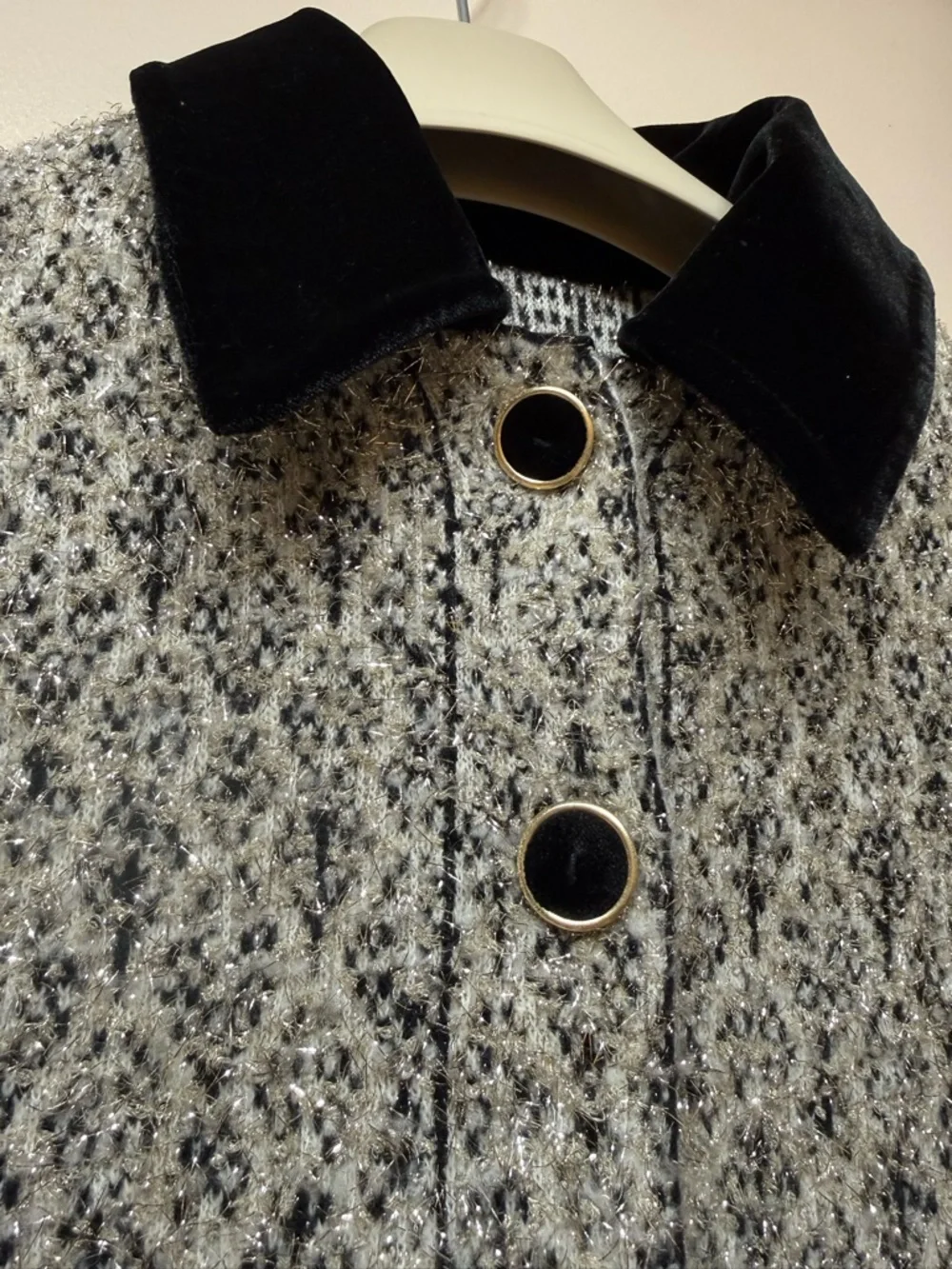 Sandro Jazy Contrast Collar Wool-Lurex Tweed Jacket , NWT - Picture 10 of 11